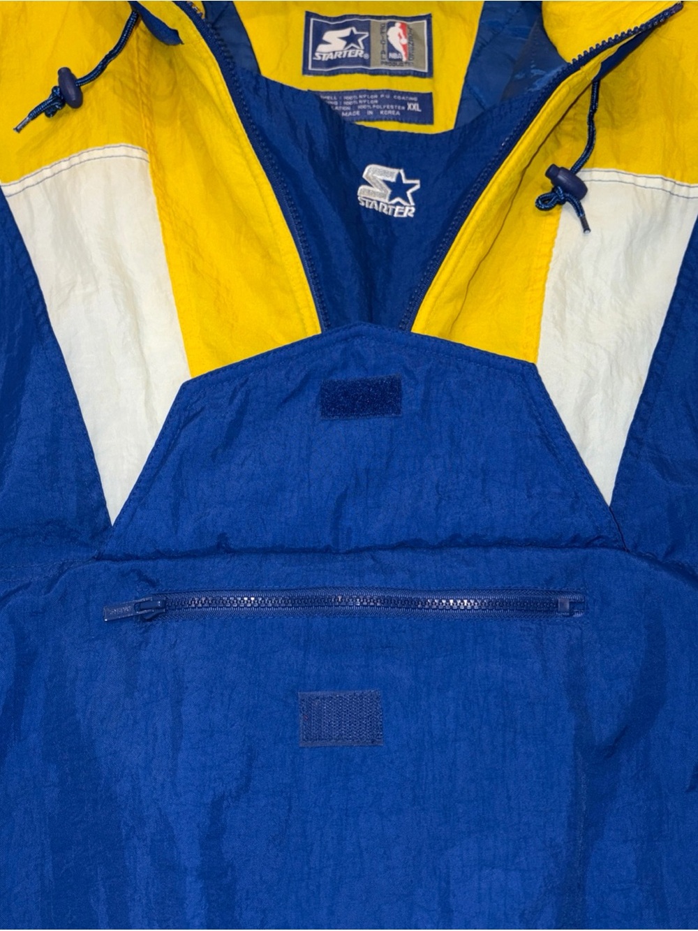 Vintage 90s Starter Golden State Warriors Pullover Puffer Jacket XXL & Hat RARE - Picture 8 of 16